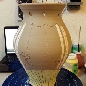 Vase with kites in Roxie's doodles.